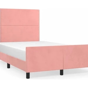 Bedframe zonder matras 120×190 cm fluweel roze Bedframe zonder matras 120×190 cm fluweel roze