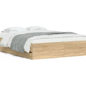 Bedframe met lades bewerkt hout sonoma eikenkleurig 150×200 cm Bedframe met lades bewerkt hout sonoma eikenkleurig 150×200 cm