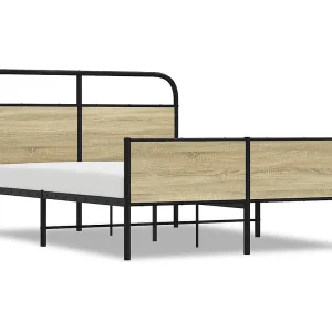 Bedframe zonder matras bewerkt hout sonoma eikenkleur 140x200cm Bedframe zonder matras bewerkt hout sonoma eikenkleur 140x200cm