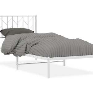 Bedframe met hoofdbord metaal wit 90×200 cm