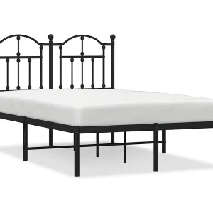 Bedframe met hoofdbord metaal zwart 120×190 cm Bedframe met hoofdbord metaal zwart 120×190 cm