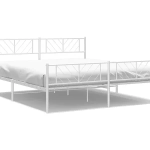 Bedframe met hoofd- en voeteneinde metaal wit 180×200 cm Bedframe met hoofd- en voeteneinde metaal wit 180×200 cm