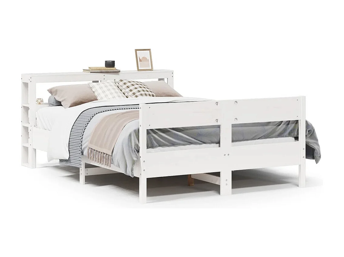 Bedframe zonder matras massief grenenhout wit 140x190 cm