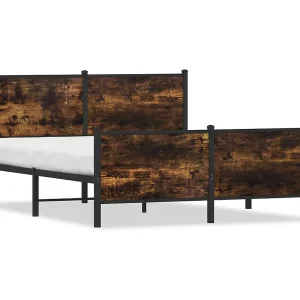 Bedframe zonder matras metaal gerookt eikenkleurig 137×190 cm Bedframe zonder matras metaal gerookt eikenkleurig 137×190 cm