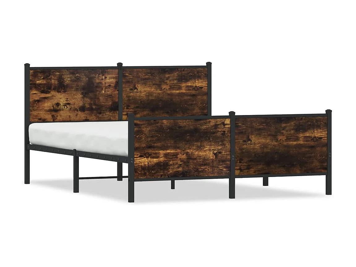 Bedframe zonder matras metaal gerookt eikenkleurig 137x190 cm