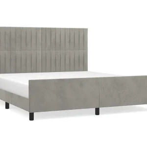 Bedframe zonder matras 160×200 cm fluweel lichtgrijs Bedframe zonder matras 160×200 cm fluweel lichtgrijs