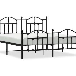 Bedframe met hoofd- en voeteneinde metaal zwart 183×213 cm