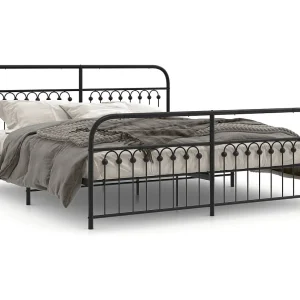 Bedframe met hoofd- en voeteneinde metaal zwart 183×203 cm Bedframe met hoofd- en voeteneinde metaal zwart 183×203 cm