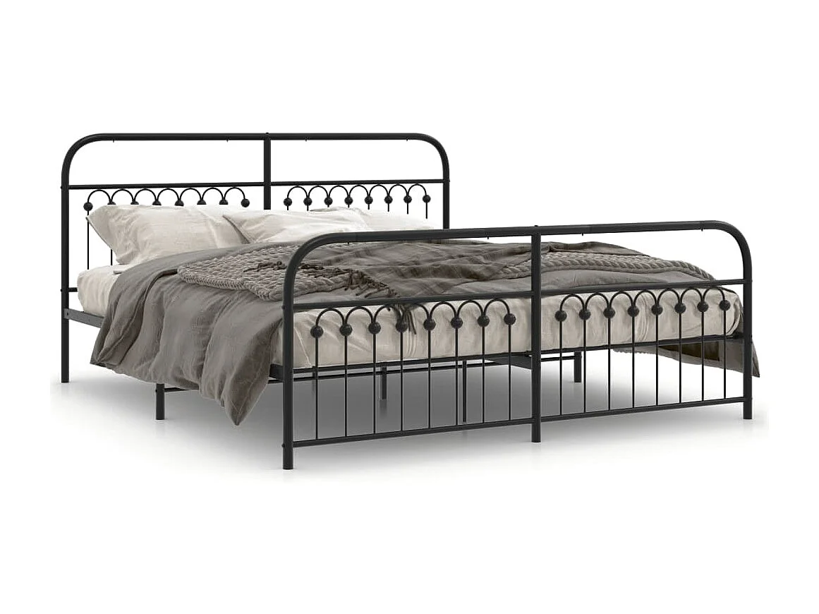 Bedframe met hoofd- en voeteneinde metaal zwart 183x203 cm