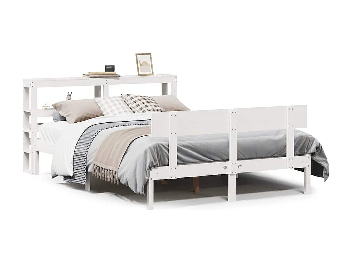 Bedframe zonder matras massief grenenhout wit 120x200 cm