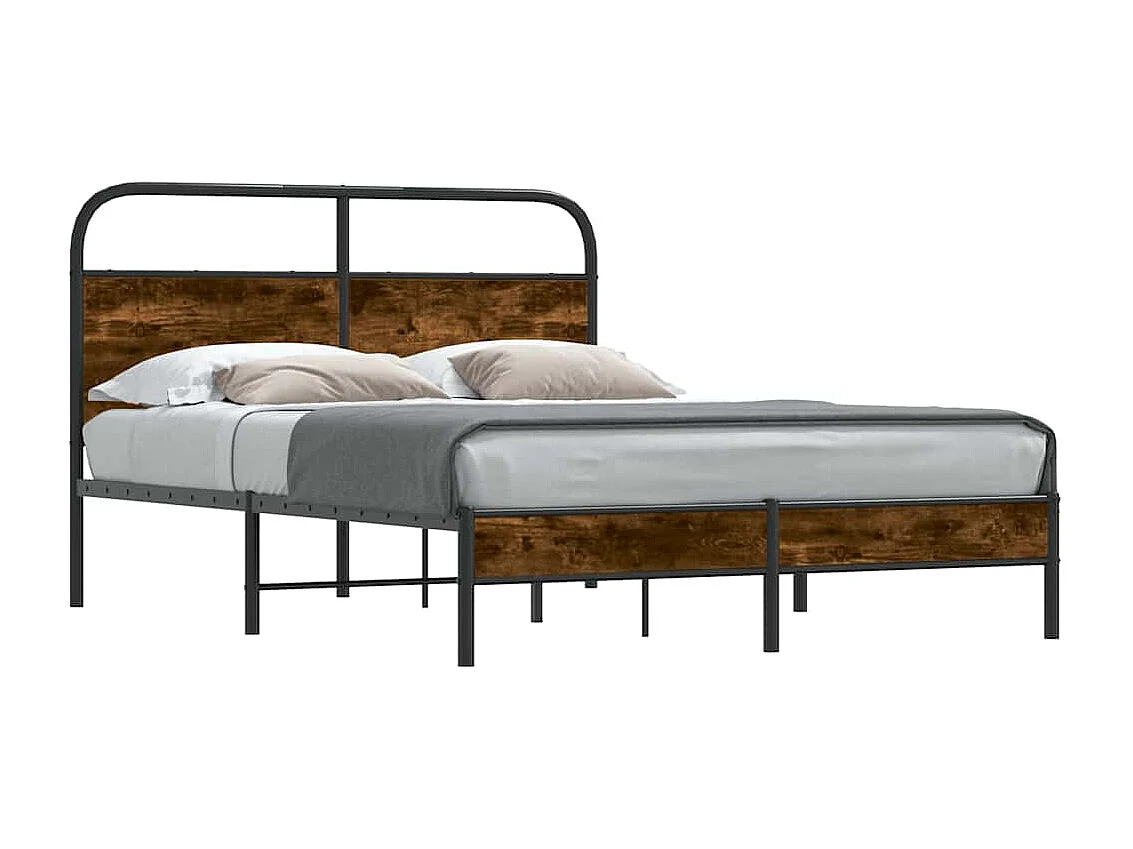 Bedframe zonder matras bewerkt hout gerookt eiken 135x190 cm