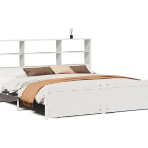 Bed met boekenkast zonder matras grenenhout wit 180×200 cm Bed met boekenkast zonder matras grenenhout wit 180×200 cm