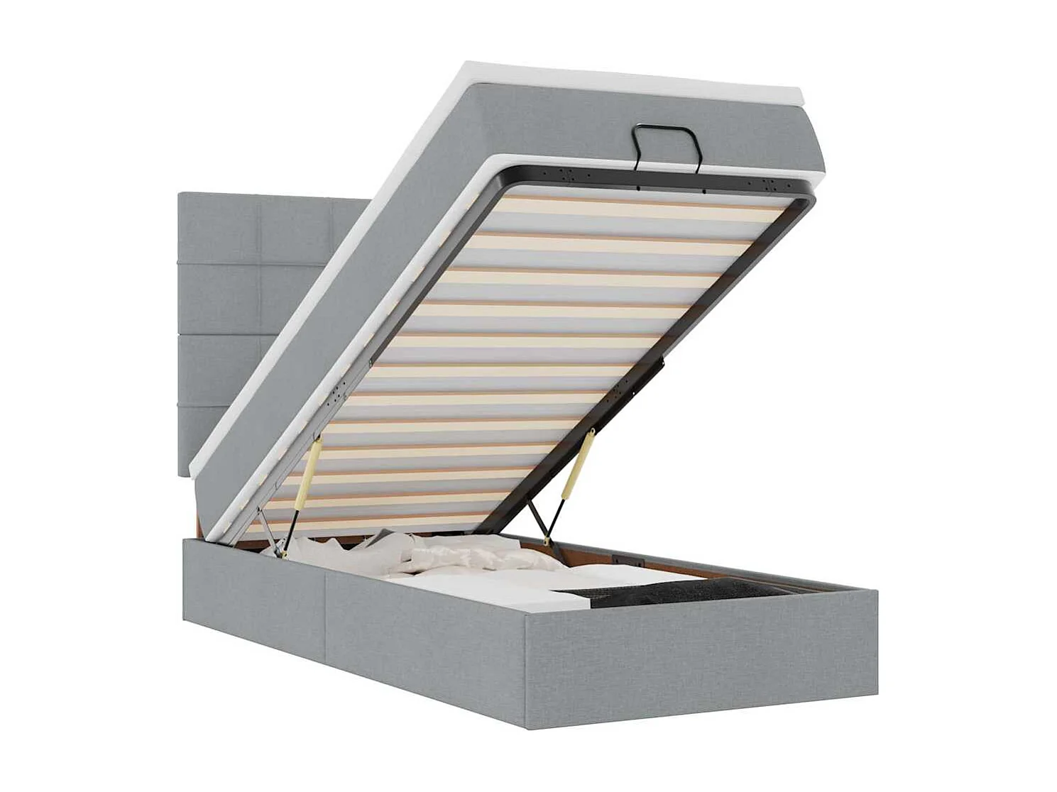 Bed met matras 90x200 cm stof lichtgrijs