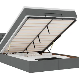 Bed met matras 140×190 cm stof donkergrijs