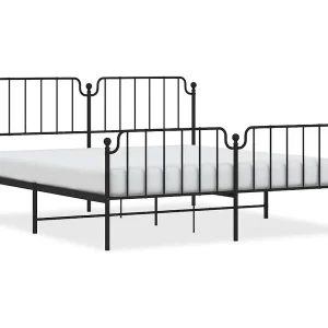 Bedframe met hoofd- en voeteneinde metaal zwart 183×213 cm