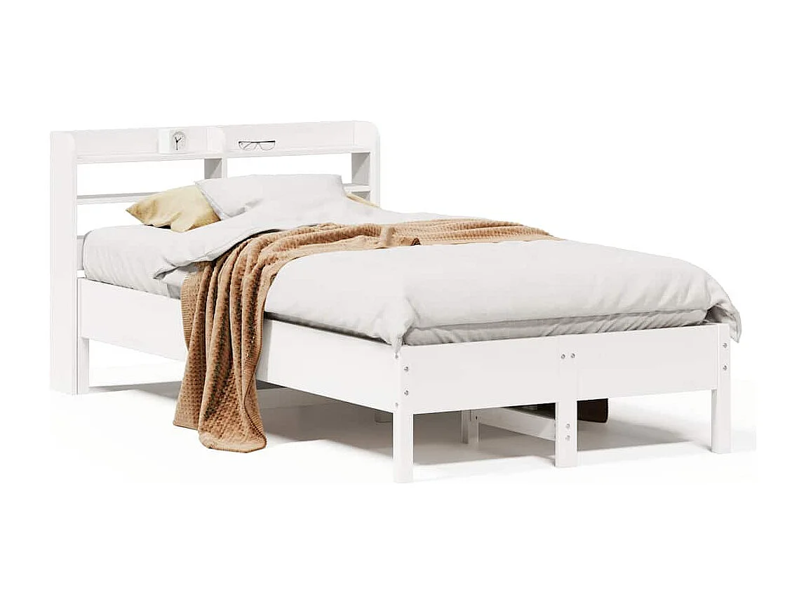 Bedframe zonder matras massief grenenhout wit 140x200 cm