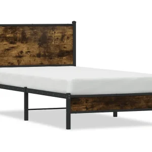 Bedframe zonder matras metaal gerookt eikenkleurig 90×200 cm Bedframe zonder matras metaal gerookt eikenkleurig 90×200 cm