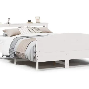 Bedframe zonder matras massief grenenhout wit 150×200 cm