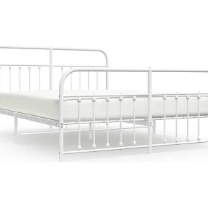 Bedframe met hoofd- en voeteneinde metaal wit 183×213 cm Bedframe met hoofd- en voeteneinde metaal wit 183×213 cm