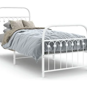 Bedframe met hoofd- en voeteneinde metaal wit 75×190 cm Bedframe met hoofd- en voeteneinde metaal wit 75×190 cm