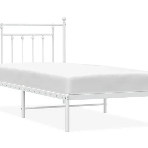 Bedframe met hoofdbord metaal wit 90×190 cm Bedframe met hoofdbord metaal wit 90×190 cm