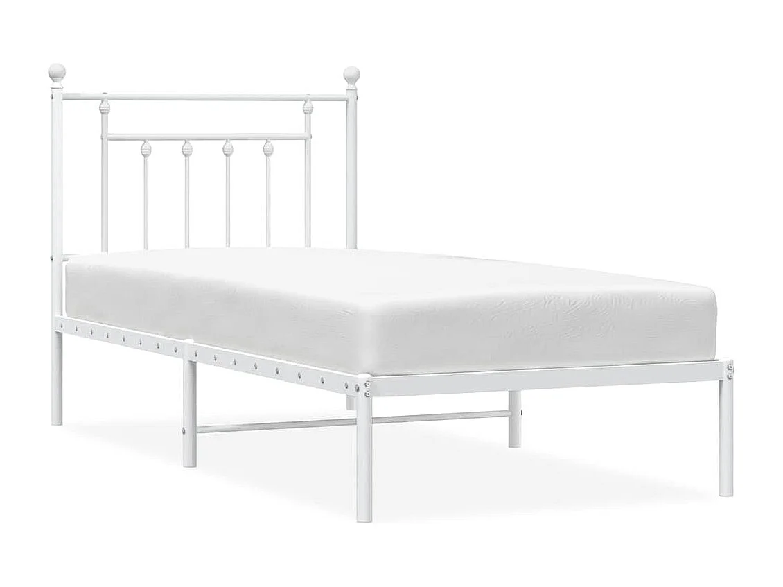 Bedframe met hoofdbord metaal wit 90x190 cm