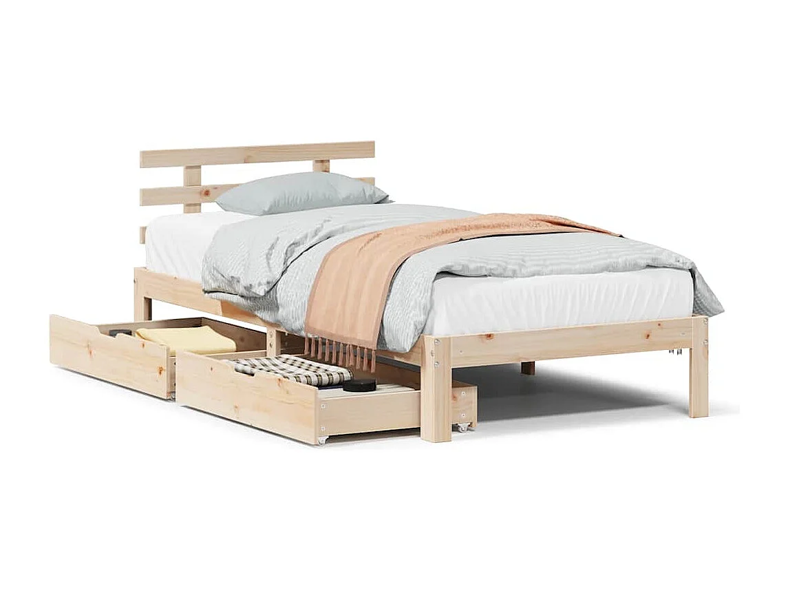 Bedframe met lades massief grenenhout 90x200 cm