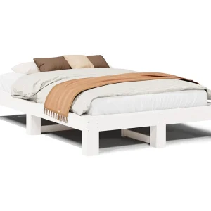 Bedframe zonder matras massief grenenhout wit 120×200 cm