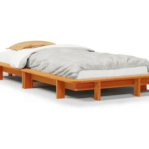 Bedframe zonder matras massief grenenhout wasbruin 100×200 cm Bedframe zonder matras massief grenenhout wasbruin 100×200 cm