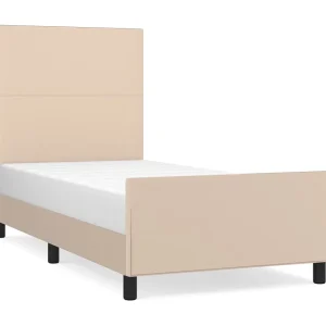 Bedframe met hoofdbord kunstleer cappucinnokleurig 90×190 cm