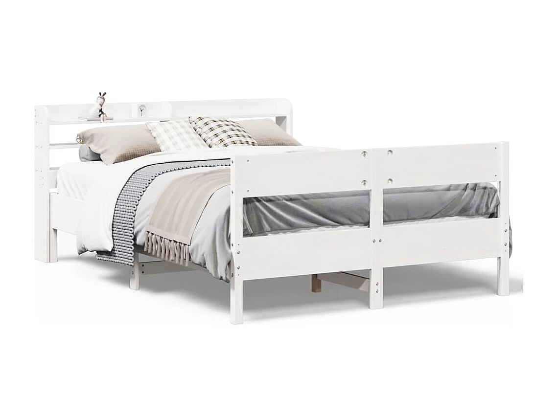Bedframe zonder matras massief grenenhout wit 150x200 cm