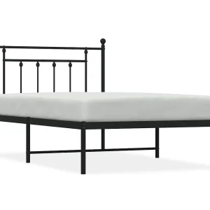 Bedframe met hoofdbord metaal zwart 107×203 cm Bedframe met hoofdbord metaal zwart 107×203 cm