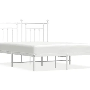 Bedframe met hoofdbord metaal wit 140×190 cm Bedframe met hoofdbord metaal wit 140×190 cm