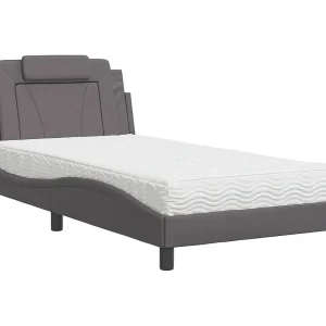 Bed "Viana" met matras kunstleer grijs 100×200 cm Bed "Viana" met matras kunstleer grijs 100×200 cm