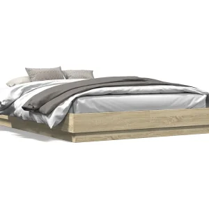 Bedframe bewerkt hout sonoma eikenkleurig 120×200 cm Bedframe bewerkt hout sonoma eikenkleurig 120×200 cm