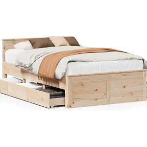 Bedframe zonder matras met hoofdbord grenenhout 135×190 cm Bedframe zonder matras met hoofdbord grenenhout 135×190 cm