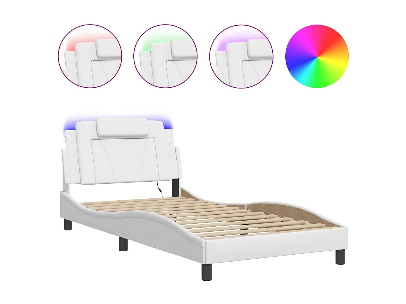 Bedframe "Viana" met LED zonder matras wit 100x200 cm