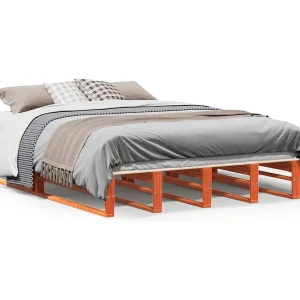 Bedframe zonder matras massief grenenhout wasbruin 150×200 cm Bedframe zonder matras massief grenenhout wasbruin 150×200 cm