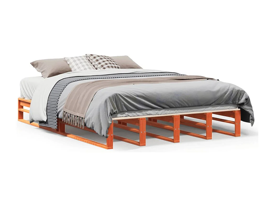 Bedframe zonder matras massief grenenhout wasbruin 150x200 cm