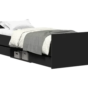 Bedframe met hoofd- en voeteneinde zwart 90×200 cm