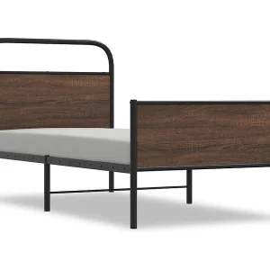Bedframe zonder matras bewerkt hout bruin eikenkleur 90×200 cm Bedframe zonder matras bewerkt hout bruin eikenkleur 90×200 cm