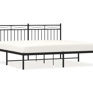 Bedframe met hoofdbord metaal zwart 183×213 cm Bedframe met hoofdbord metaal zwart 183×213 cm