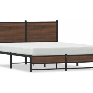 Bedframe zonder matras metaal bruin eikenkleurig 150×200 cm Bedframe zonder matras metaal bruin eikenkleurig 150×200 cm