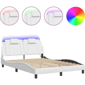 Bedframe "Viana" met LED zonder matras wit 140×200 cm Bedframe "Viana" met LED zonder matras wit 140×200 cm