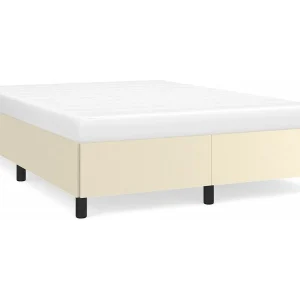 Bedframe kunstleer crèmekleurig 140×190 cm