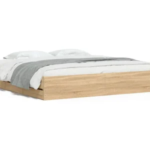 Bedframe met lades bewerkt hout sonoma eikenkleurig 160×200 cm Bedframe met lades bewerkt hout sonoma eikenkleurig 160×200 cm