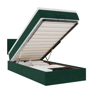 Bed poef met matras en LED's 80x200cm fluweel donkergroen Bed poef met matras en LED's 80x200cm fluweel donkergroen