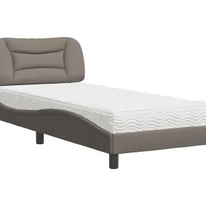 Bed met matras "Hvar" stof taupe 80×200 cm