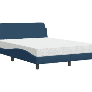 Bed met matras "Dover" stof blauw 140×190 cm Bed met matras "Dover" stof blauw 140×190 cm