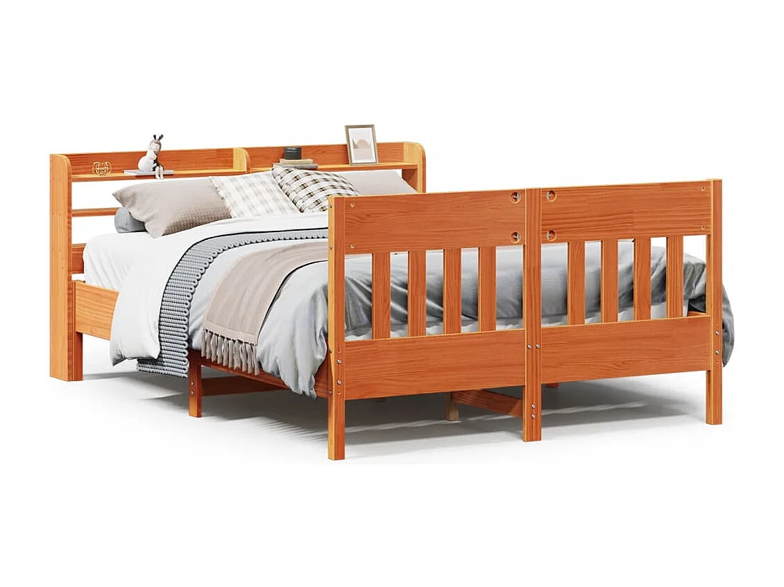 Bedframe zonder matras massief grenenhout wasbruin 140x200 cm